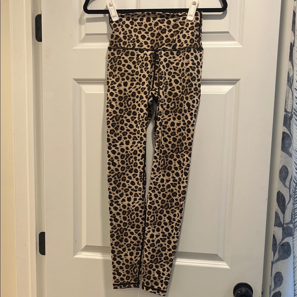 Leopard Print High-Waist Leggings - Beige/Black